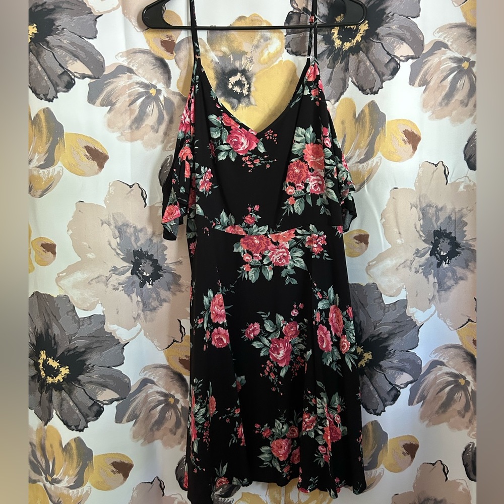 F21+ Off the Shoulder, Spaghetti Strap Floral Dress PLUS SIZE